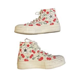 Converse Chuck Taylor All Star Platform High Top All Over Cherry Sneakers Size 7